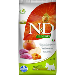 N&D Pumpkin DOG Adult Mini Boar & Apple, 7 kg, výživné krmivo pro malé psy.