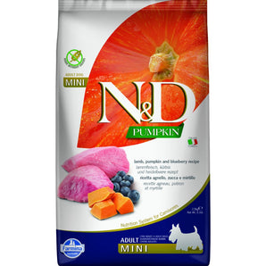N&D Pumpkin DOG Adult Mini Lamb & Blueberry, 2,5 kg, výživné krmivo pro malé psy.