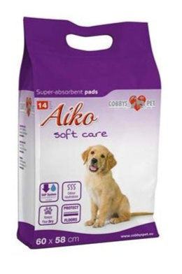 Podložka absorpční pro psy Aiko Soft Care, velikost 60x58 cm, balení 14 kusů.