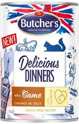 Butchet's Cat Delicious jelení v želé 400 g – Krmivo pro kočky s jelením masem v želé, balení 400 g.