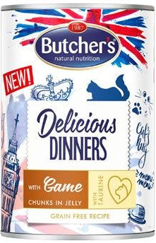 Butchet's Cat Delicious jelení v želé 400 g – Krmivo pro kočky s jelením masem v želé, balení 400 g.