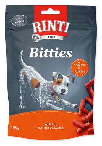 Rinti Dog Extra Mini-Bits pochoutka rajče+dýně 100g - Pamlsky s rajčetem a dýní, bohaté na vlákninu a antioxidanty.