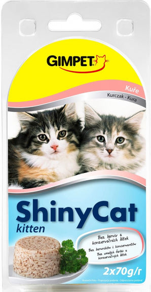 GimPet ShinyCat Junior kuře 2 x 70 g – Krmivo pro mladé kočky s kuřecím masem, balení 2 x 70g.
