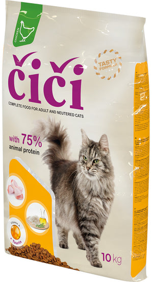 Čiči drůbeží 10 kg – Krmivo pro kočky s drůbežím masem, balení 10 kg.