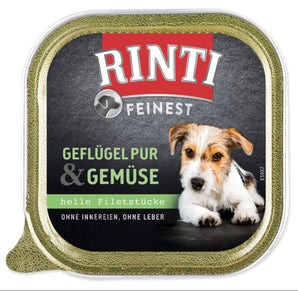 Rinti Dog Feinest vanička drůbež+zelenina 150g - Lahodné krmivo s drůbežími masy a zeleninou, ideální pro vyváženou výživu.