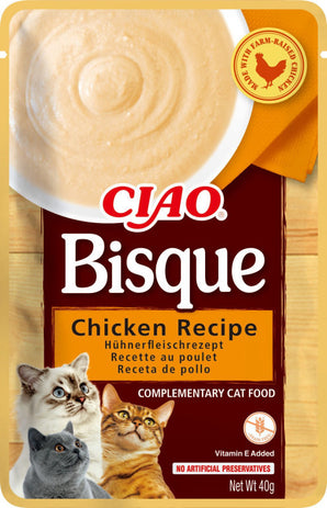 Churu Cat Bisque kuře 40 g – Krémová konzerva pro kočky s kuřecím masem, balení 40 g.