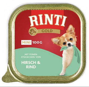 Rinti Dog Gold Mini vanička jelen+hovězí 100g - Mini vanička s jelenem a hovězím pro malé psy.