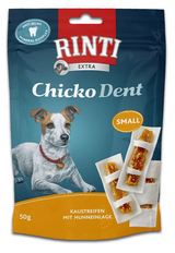 Rinti Dog Chicko Dent Small pochoutka kuře 150g - Pochoutka pro malé psy, ideální pro zdravé zuby a dásně.