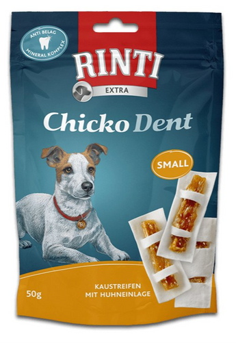 Rinti Dog Chicko Dent Small pochoutka kuře 150g - Pochoutka pro malé psy, ideální pro zdravé zuby a dásně.