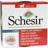Schesir Tuňák & krevety 85 g – Konzerva pro kočky s tuňákem a krevetami, balení 85 g.