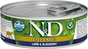 N&D PRIME CAT Adult Lamb & Blueberry 70 g - Krmivo pro dospělé kočky s jehněčím masem a borůvkami. Balení 70 g.