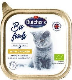 Butchet's Cat Bio s kuřecím 85 g – Bio krmivo pro kočky s kuřecím, balení 85 g.