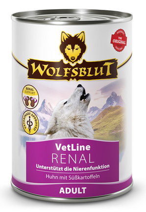 Konzerva Wolfsblut Dog VetLine Renal pro psy s onemocněním ledvin, 395 g.