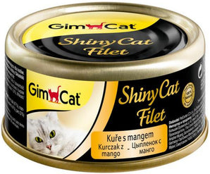 GimPet ShinyCat filet kuře s mangem 70 g – Konzerva pro kočky s kuřecím filetem a mangem, balení 70 g.