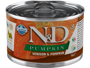 N&D DOG PUMPKIN Adult Venison & Pumpkin Mini, 140 g, krmivo se zvěřinou a dýní.