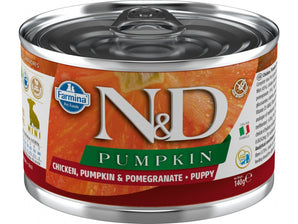 N&D DOG PUMPKIN Puppy Chicken & Pomegranate Mini, 140 g, krmivo s kuřetem a dýní.