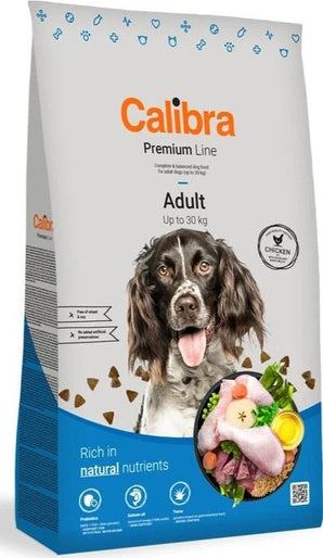 Calibra Dog Premium Line Adult 12 kg, kompletní krmivo pro dospělé psy středních plemen.