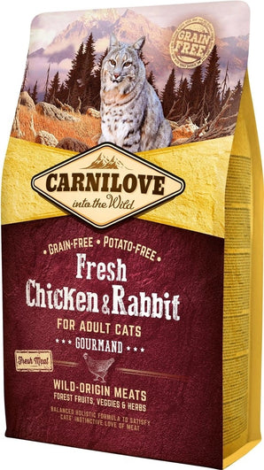 Carnilove Cat Fresh Chicken & Rabbit for Adult 400g - kuřecí a králičí krmivo pro kočky, podpora zdraví a vitality.