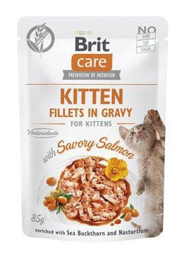 Brit Care Cat Fillets in Gravy Kitten Savor.Salmon 85g