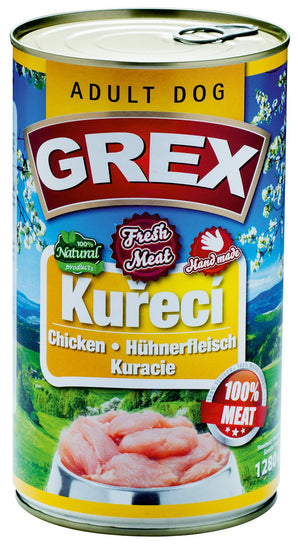 GREX konz. pes drůbeží 1280g - kvalitní konzervované krmivo pro psy s drůbežím masem, podporující zdraví a vitalitu zvířat.
