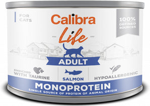 Calibra Life Adult Salmon 200 g - Konzerva pro dospělé kočky s lososem. Balení 200 g.