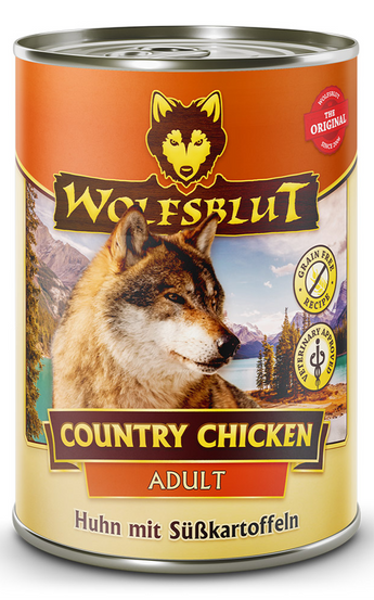 Konzerva Wolfsblut Dog Adult Country Chicken s kuřecím masem a dýní, 395 g.