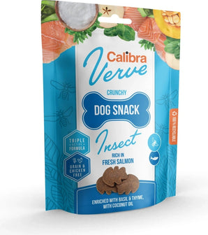 Calibra Dog Verve Crunchy Snack Insect&Salmon 150 g, křupavé pamlsky s hmyzem a čerstvým lososem.