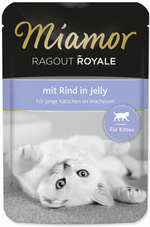 Miamor Ragout Junior Hovězí 100 g – Ragú pro mladé kočky s hovězím masem, balení 100g.