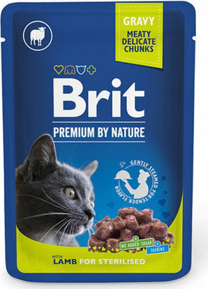 Brit Premium Cat Lamb for Sterilised 100 g – Konzerva s jehněčím masem pro sterilizované kočky, balení 100 g.