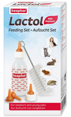 Beaphar Nursing set pro psy - napájecí set, obsahuje lahvičku, savičky a kartáček, ideální pro krmení štěňat a malých zvířat.