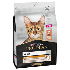 Vysoce kvalitní krmivo pro dospělé kočky ProPlan Cat Adult Derma Care s lososem, balení 3 kg.