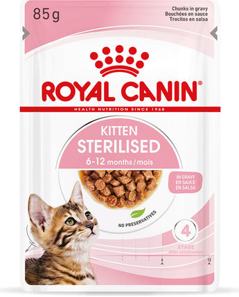Royal Canin Feline Sterilised kapsa, šťáva 85g – Kapsička pro sterilizované kočky, podpora optimální hmotnosti, balení 85g.