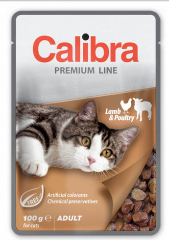 Calibra Premium Adult Lamb & Poultry 100 g - Konzerva pro dospělé kočky s jehněčím a drůbežím masem. Balení 100 g.