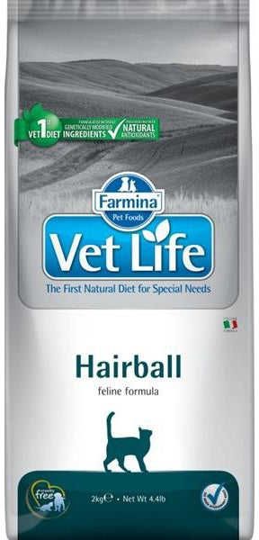 Vet Life Natural Feline Hairball 2kg – Krmivo pro kočky na prevenci tvorby chlupových bezoárů, balení 2kg