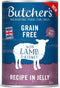 Butcher's Dog Original, jehněčí v želé, konzerva 400 g, kompletní krmivo.