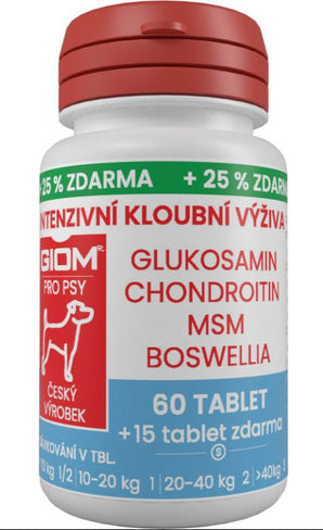 Giom S, Intenzivní kloubní výživa, 60 tbl + 25 % zdarma, podpora zdravých kloubů.