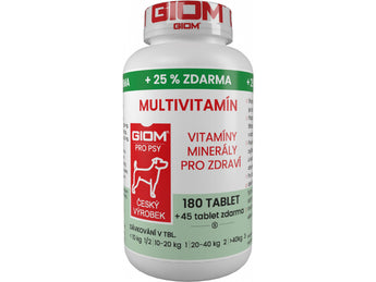 Giom S, Multivitamín, 180 tbl + 25 % zdarma, komplexní vitamíny pro psy.