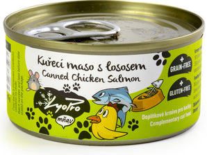 Lyopro kuřecí maso s lososem 85 g – Konzerva pro kočky s kuřecím masem a lososem, balení 85 g.