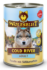 Konzerva Wolfsblut Dog Adult Cold River s rybím masem pro dospělé psy, 395 g.