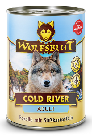 Konzerva Wolfsblut Dog Adult Cold River s rybím masem pro dospělé psy, 395 g.