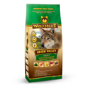 Granule Wolfsblut Dog Adult Green Valley s jehněčím a zeleninou pro dospělé psy, 2 kg.