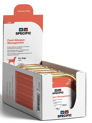Balení Specific CDW Food Allergy Management 6x300g pro psy s potravinovými alergiemi.