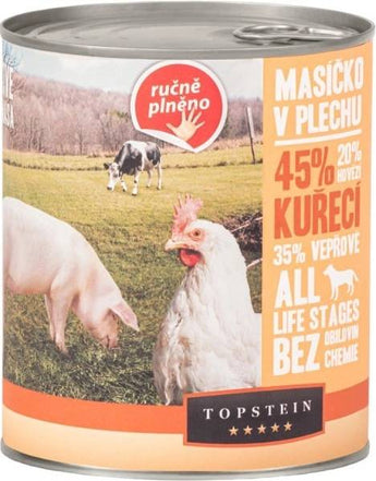 Topstein Masíčko v plechu, kuřecí, 800 g, lahodné krmivo.
