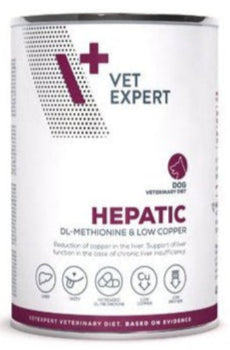 Dietní konzerva VetExpert VD 4T Hepatic pro psy s onemocněním jater, 400 g.