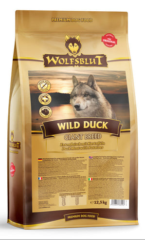 Granule Wolfsblut Dog Giant Breed Wild Duck s kachním masem pro obří plemena, 12,5 kg.
