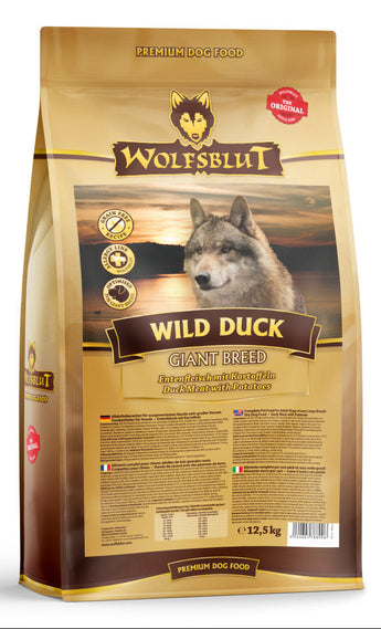 Granule Wolfsblut Dog Giant Breed Wild Duck s kachním masem pro obří plemena, 12,5 kg.