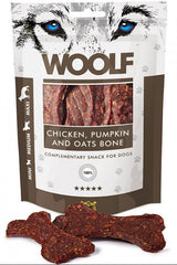 WOOLF pochoutka large chicken, pumpkin, oats bone 100g - Pamlsek s kuřecím masem, dýní a ovsem pro podporu zdraví kloubů a kůže.
