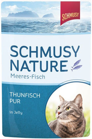 Schmusy Nature tuňák v želé 100 g – Konzerva s tuňákem v želé pro kočky, balení 100 g.