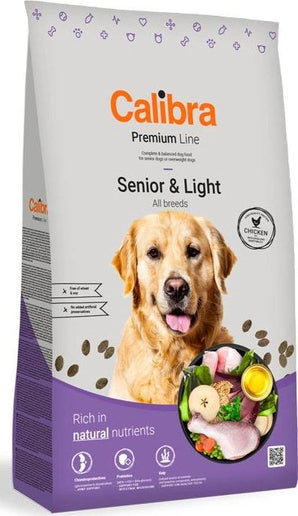 Calibra Dog Premium Line Senior&Light 12 kg, krmivo pro starší psy s nízkou aktivitou, podpora hmotnosti.