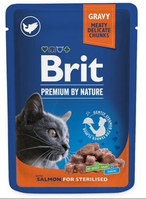 Brit Premium Cat kapsa Salmon for Sterilised 100g - Kapsa pro sterilizované kočky s lososem pro zdraví a vitalitu.